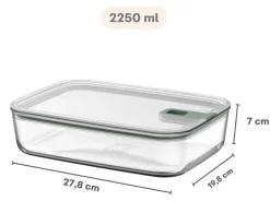 Mepal Ovenschaal / Lasagneschaal met deksel EasyClip Nordic Sage - Glas - 2.25 liter