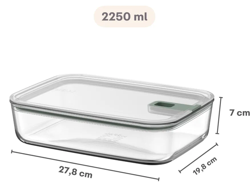 Mepal Ovenschaal / Lasagneschaal met deksel EasyClip Nordic Sage - Glas - 2.25 liter