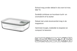 Mepal Ovenschaal / Lasagneschaal met deksel EasyClip Nordic Sage - Glas - 2.25 liter