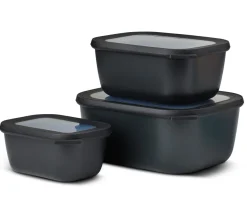 Mepal Vershoudbakjes Cirqula Nordic Black Rechthoekig 3-delig - 750 ml + 1.5 liter + 3 liter
