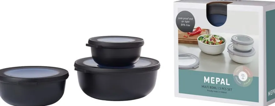 Mepal Vershoudbakjes Cirqula Nordic Black Rond 3-delig - 350 ml + 750 ml + 1.25 liter