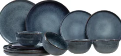 Ona Serviesset Duna Blue 12-delig / 4 personen - 4 dinerborden, 4 ontbijtborden en 4 kommen