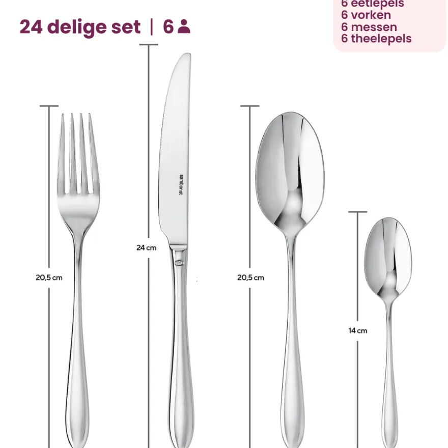 Sambonet Bestekset Dream - RVS - 24 delig / 6 personen