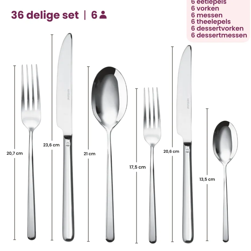 Sambonet Bestekset Linear - RVS - 36 delig / 6 personen