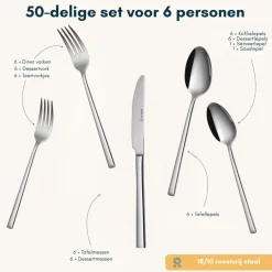 Sola Bestekset Luxor - 18/10 RVS - 50 delig / 6 personen