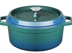 Sola Braadpan met deksel - Blauw - ø 24 cm / 3.5 Liter - geëmailleerde anti-aanbaklaag