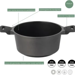 Sola Braadpan met deksel Ceramic Deluxe ø 28 cm - keramische anti-aanbaklaag