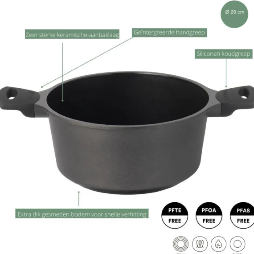 Sola Braadpan met deksel Ceramic Deluxe ø 28 cm - keramische anti-aanbaklaag