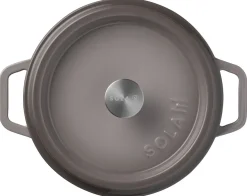 Sola Braadpan met deksel Gietijzer - Grijs - ø 28 cm / 5 Liter - geëmailleerde anti-aanbaklaag
