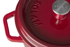 Sola Braadpan met deksel Gietijzer - Rood - ø 24 cm / 3.2 Liter - geëmailleerde anti-aanbaklaag
