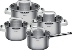 Sola Pannenset Juvia 4-Delig RVS - Downdraft geschikt - Kookpan ø 16, 18, 20 cm & Steelpan ø 16 cm - geschikt voor alle warmtebronnen