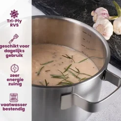 Sola Pannenset Ruby 4-Delig Premium Triply RVS - Kookpan ø 16, 18, 20 cm & Steelpan ø 16 cm - Inductie geschikt