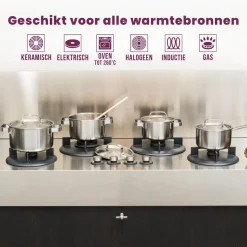 Sola Pannenset Ruby 7-Delig Premium Triply RVS - Kookpan ø 16, 18, 20 en 24 cm en Steelpan ø 16 cm & BEKA Koekenpannen Pro Induc ø 24 & 28 cm