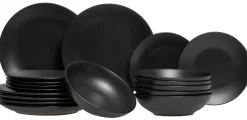 Studio Tavola Serviesset Black Tie 18-delig / 6 personen - 6 ontbijt/dessertborden, 6 diepe borden en 6 dinerborden