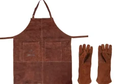 White Fire BBQ Schort & Handschoenen Leer - Bruin - 3-delig