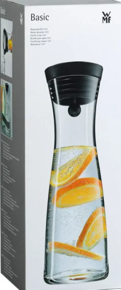 WMF Karaf / Waterkaraf - Basic - Drupvrij - Incl. Fruitfilter - Zwart / Zilver - 1.5 liter