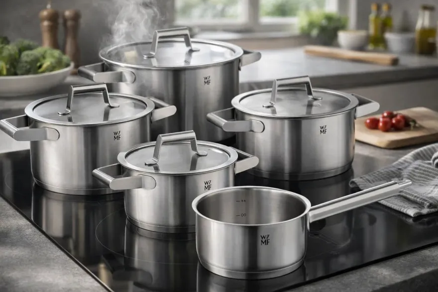WMF Pannenset Comfort Line 5-Delig Inclusief GRATIS Cookinglife Kookgerei set - Kookpan ø 16, 20, 20 en 24 cm en Steelpan ø 16 cm
