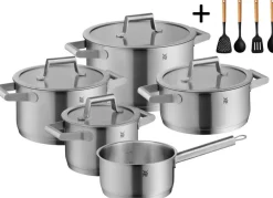 WMF Pannenset Comfort Line 5-Delig Inclusief GRATIS Cookinglife Kookgerei set - Kookpan ø 16, 20, 20 en 24 cm en Steelpan ø 16 cm