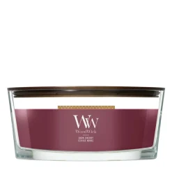 WoodWick Geurkaars Ellipse Dark Cherry - 9 cm / 19 cm - Geurkaars in Glas - Houten Lont
