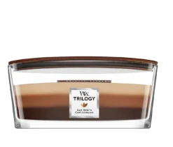 WoodWick Geurkaars Ellipse Trilogy Café Sweets - 9 cm / 19 cm - Geurkaars in Glas - Houten Lont