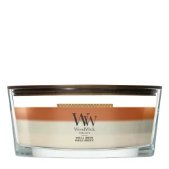 WoodWick Geurkaars Ellipse Trilogy Vanilla Embers - 9 cm / 19 cm - Geurkaars in Glas - Houten Lont
