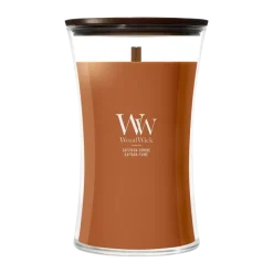 WoodWick Geurkaars Large Saffron Smoke - 18 cm / ø 10 cm - Geurkaars in Glas - Houten Lont