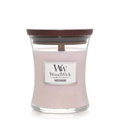 WoodWick Geurkaars Medium Rosewood - 11 cm / ø 10 cm - Geurkaars in Glas - Houten Lont
