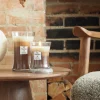 WoodWick Geurkaars Medium Trilogy Café Sweets - 11 cm / ø 10 cm - Geurkaars in Glas - Houten Lont