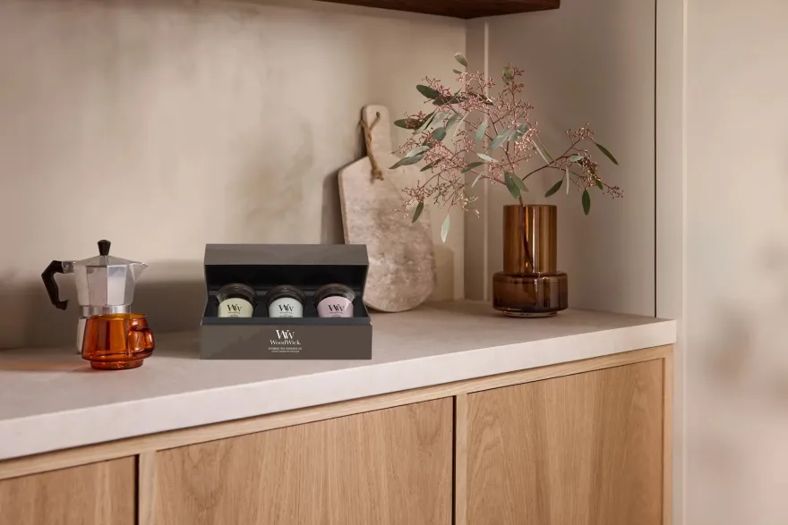 WoodWick Giftset Geurkaarsen Mini Blooming Trio - 3 Stuks - Geurkaars in Glas - Houten Lont