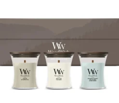 WoodWick Giftset Geurkaarsen Mini Woodland Trio - 3 Stuks - Geurkaars in Glas - Houten Lont
